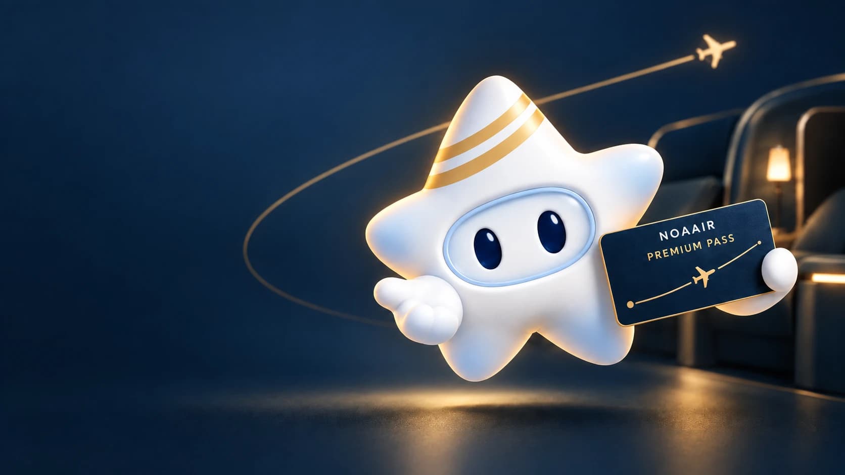 NOA star character holding a Premium Pass card